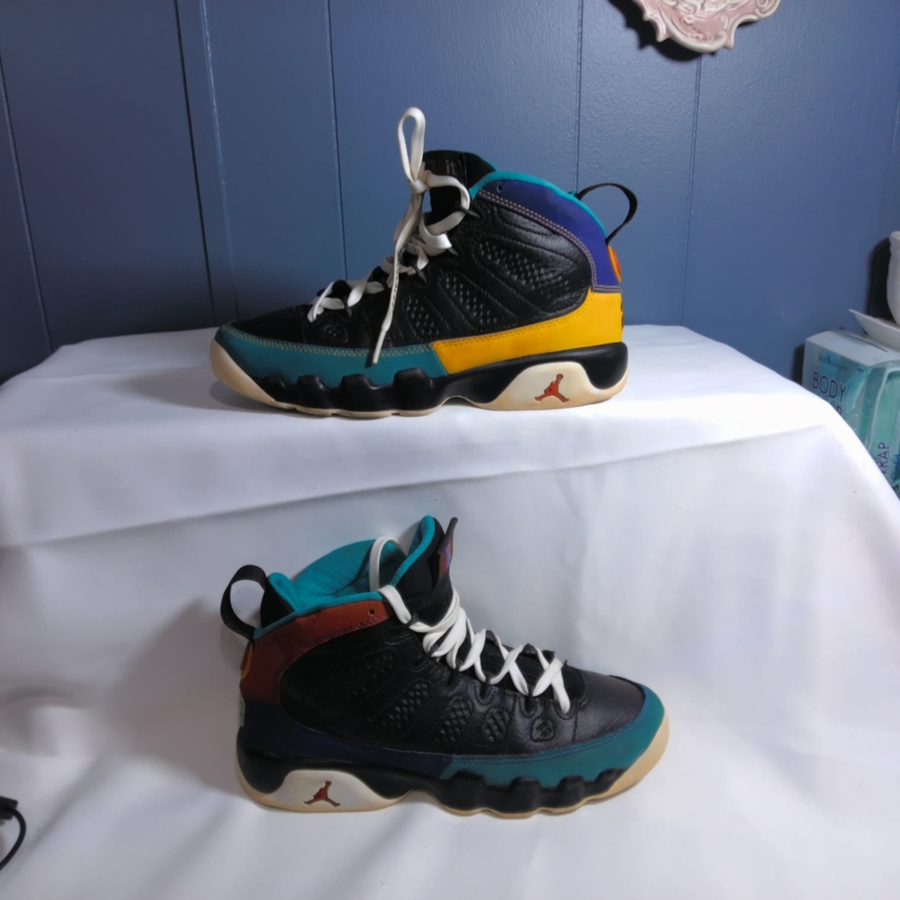 Jordan Black and Blue High-Top Sneakers with Chunky Sole
